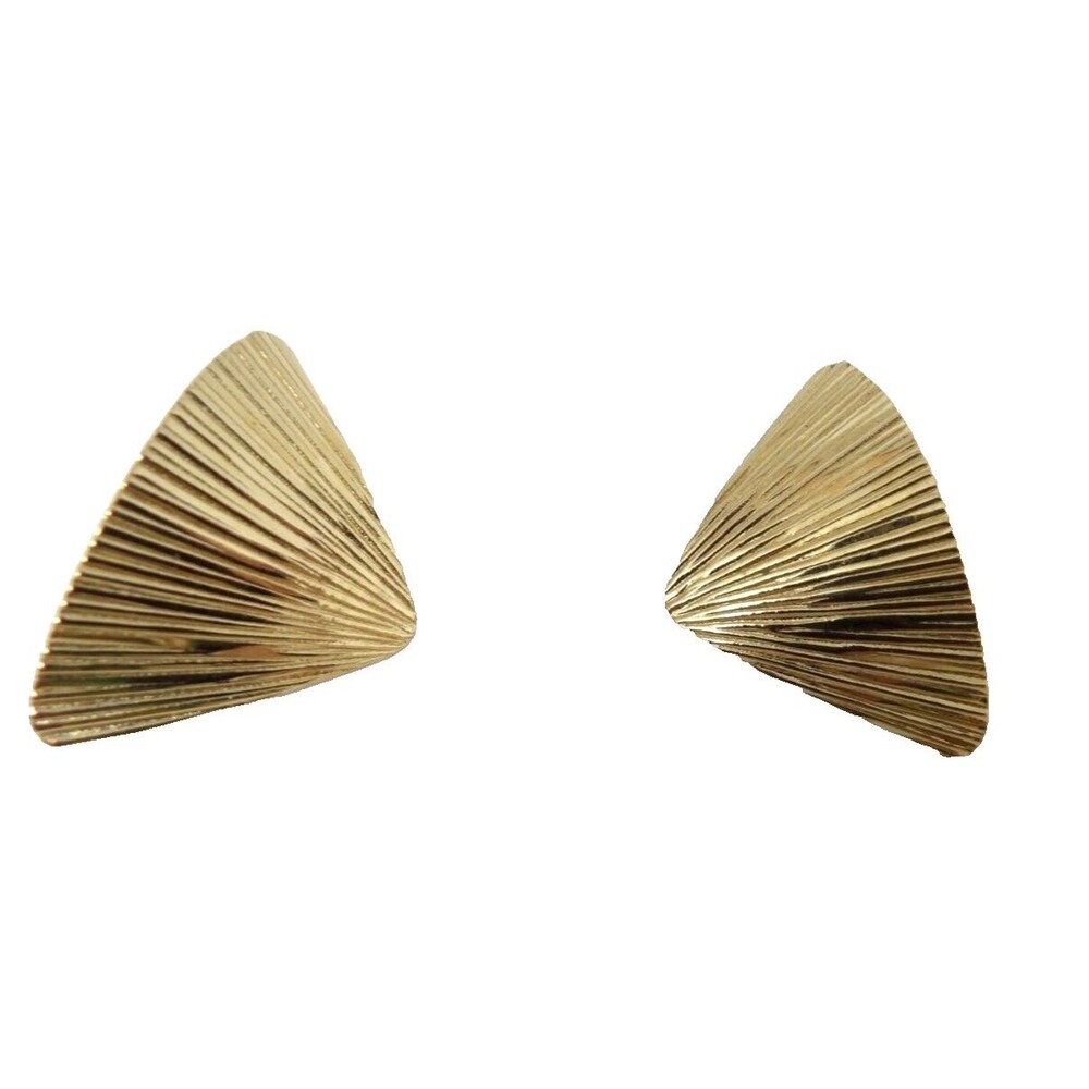 5 Pairs Goldtone Vintage Fashion Earrings Hoops Kite Triangle Shell Pierced - Picture 5 of 16